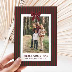 2 Foto Retro Navidad Lazo Rojo Verde Rayado
