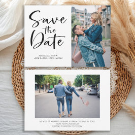 2 Foto Tarjeta de Boda con Letra de Pincel para Gu