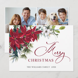 2 FOTO Tarjeta de Navidad elegante de Poinsettia