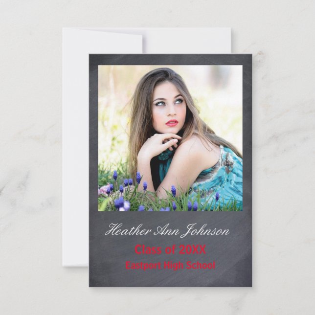 2 foto vertical gris - Invitación 3x5 grado (Anverso)