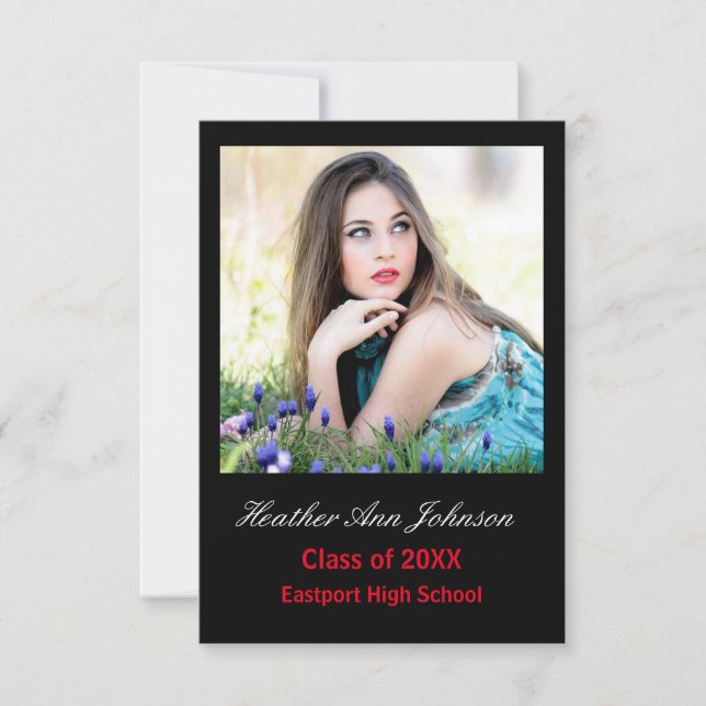 2 foto vertical negra - Invitación 3x5 grado (Anverso)