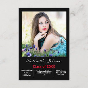 2 foto vertical negra - Invitación 3x5 grado