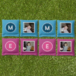 2 Foto y 2 Monograma - Rosa y Turquido