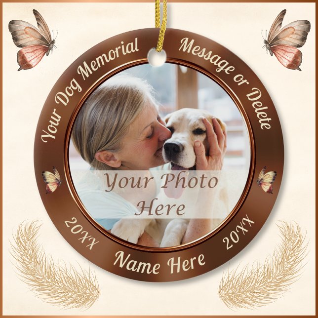 2 fotos, adornos de árbol de Navidad en memoria de (Dog Photo Memorial Ornament.  Two Photos and Personalized Dog Memorial Ornament. Loss of Dog Gits.)