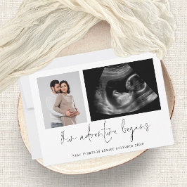 2 Fotos Aventura comienza Invitación de embarazo