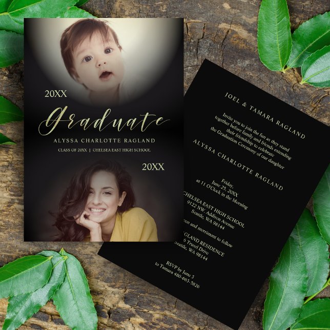 2 Fotos Graduadas Entonces Y Ahora Invitación Mode (Subido por el creador)