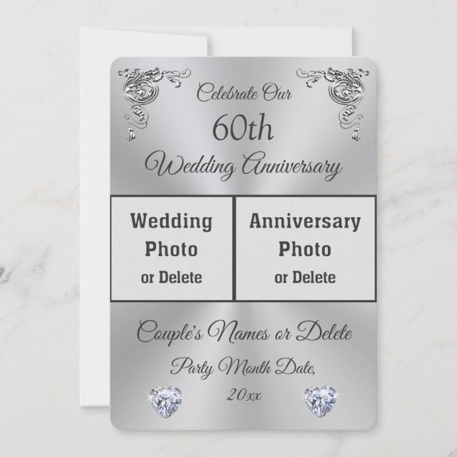 2 fotos, Personalizado, invitaciones al aniversari (Anverso)