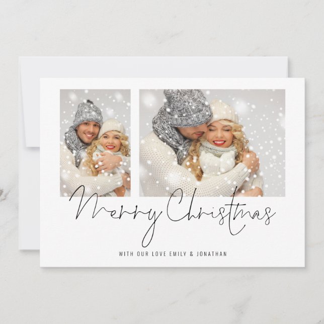 2 Fotos Script Couple Merry Christmas Card (Anverso)