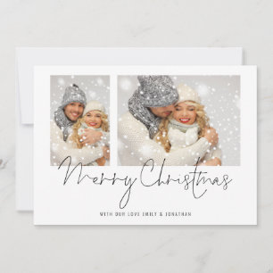 2 Fotos Script Couple Merry Christmas Card