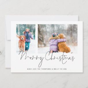 2 fotos Script Family and Dog Merry Christmas