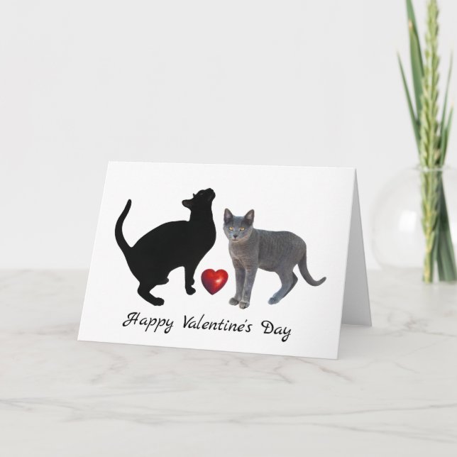 2 gatos con tarjeta El día de San Valentín de cora (Anverso)