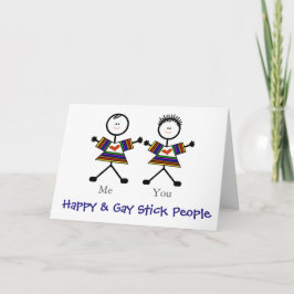 2 Gay Stickmen Romántico Personalizar de tarjetas
