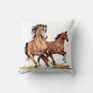 2 Hermoso Cojín decorativo de esbozo de caballos e
