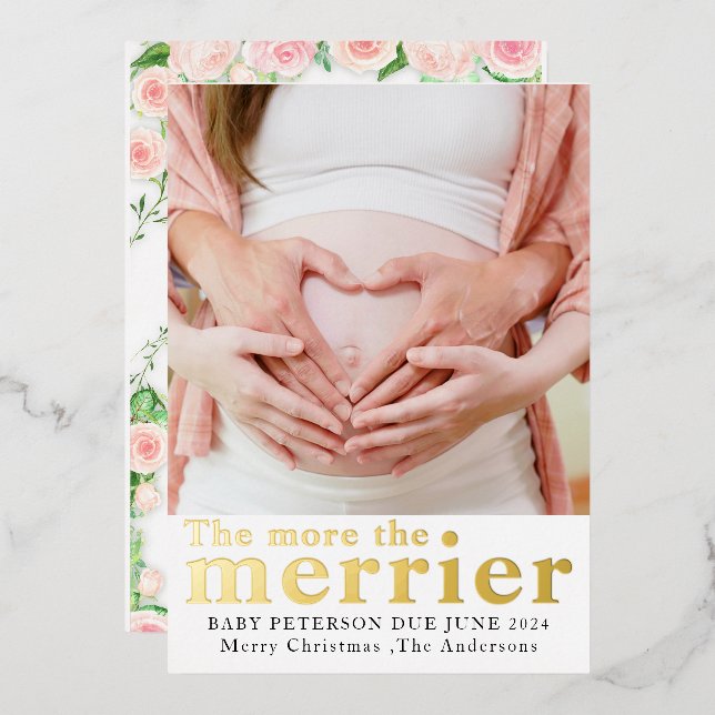 2 Invitación de embarazo de Navidades fotográficos (Anverso/Reverso)