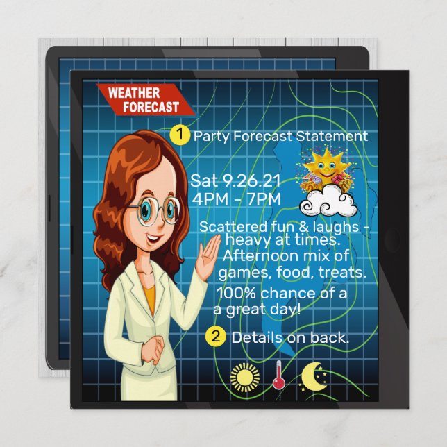 #2 Invitación de fiesta de diversión en el pronóst (Anverso / Reverso)