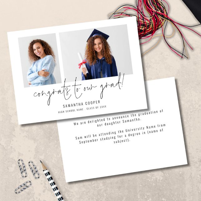 2 Invitación de Graduación de Foto de Congrats (front and back view)