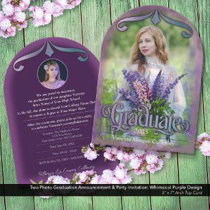 2 Invitación de Graduación y Fiesta Fantasía Morad