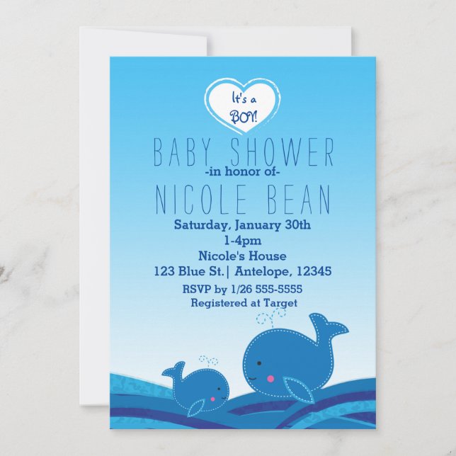 2 invitaciones para fiestas de Baby Shower de ball (Anverso)