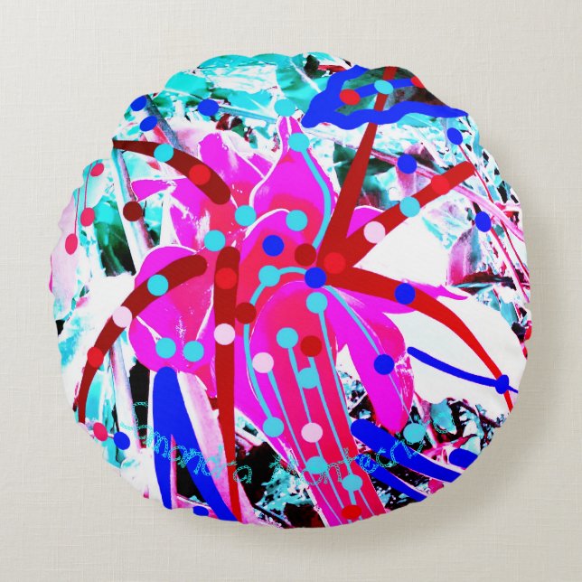 2 LADOS FLORES FESTIVOS Almohada redonda (Anverso)