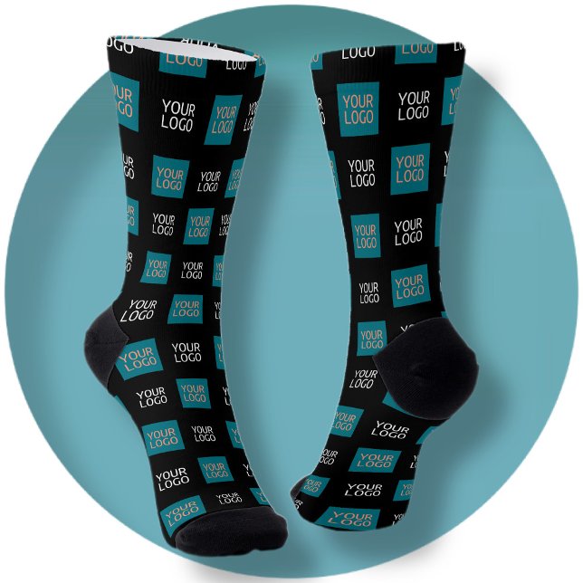 2 Logotipo de repetición simple | Calcetines negro (Subido por el creador)