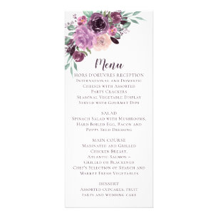 #2 Menú de Boda Floral Rosa Morado Sangría Menú
