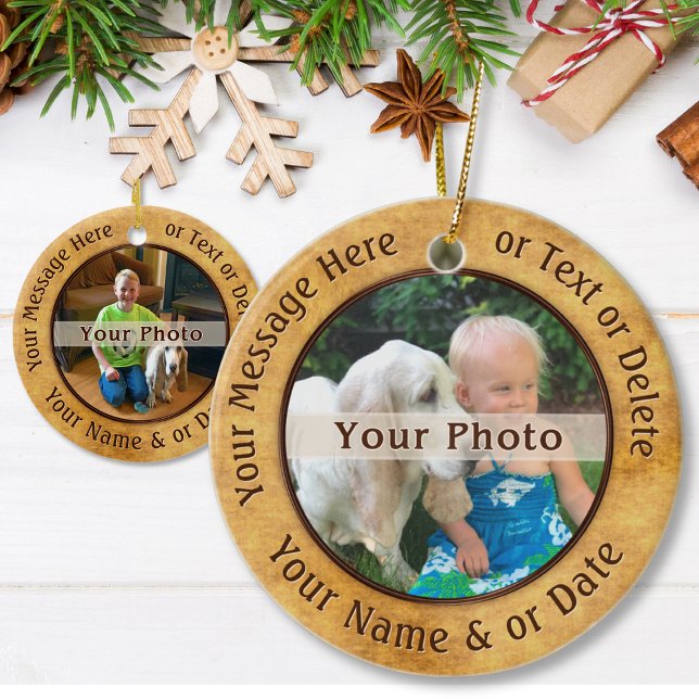 2 Ornamentos De Fotos De Partes. 6 cuadros de text (Two Sided Personalized Ornaments. Personalized Photo ornaments 2 sided. Double sided Ornaments.)