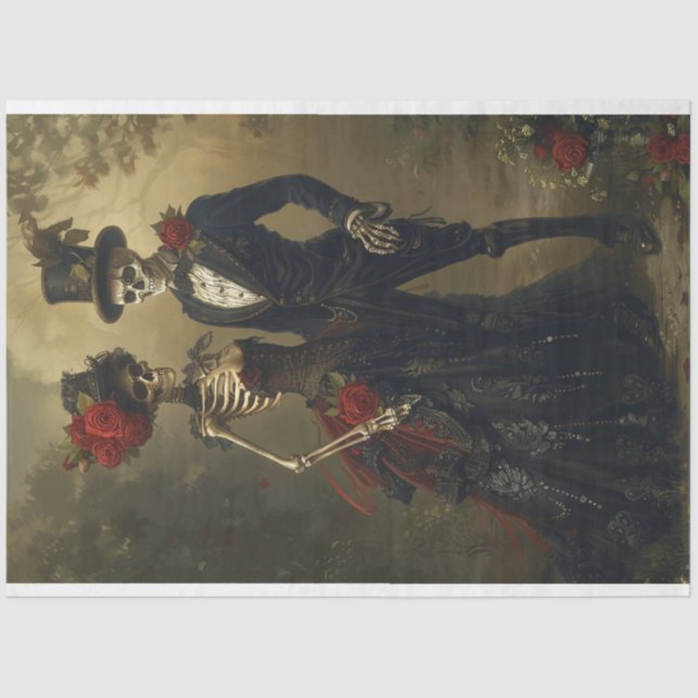 2 Papel óseo vintage vestido con Boda negro (Anverso)