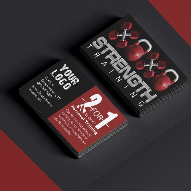 2 para 1 tarjetas de descuento (Custom personal training 2 for 1 special business cards)