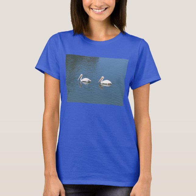 2 pelícanos blancos con camiseta azul (Anverso)