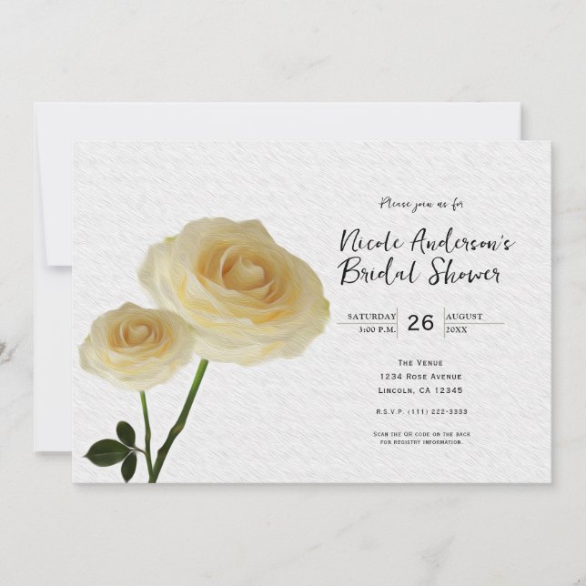 2 Rosas Pintadas de Blanco Invitaciones para Despe (Anverso)