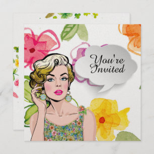 #2 Sofisticada Invitación Floral de Pop Art Lady
