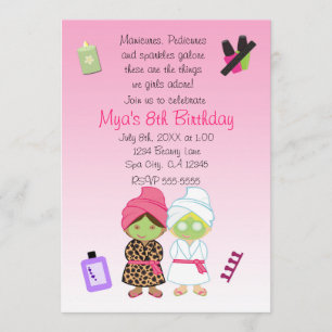 2 Spa Chicas Belleza Invitación al cumpleaños