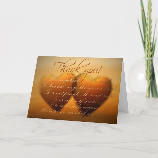 2 tarjeta de agradecimiento de corazón dorado! (Anverso)