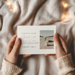 2 tarjeta de agradecimiento del boda de fotos<br><div class="desc">Una tarjeta de agradecimiento para bodas muy moderna. El frontal muestra su retrato boda favorito creando un aspecto romántico e intemporal. Dentro o al revés, un diseño minimalista empareja el mensaje de agradecimiento de su personalizado con una foto boda adicional, establecida en elegantes caracteres serif y manuscritos. El fondo blanco...</div>