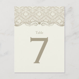 #2 Tarjetas de mesa de baño Cream Tan Ivory Damask