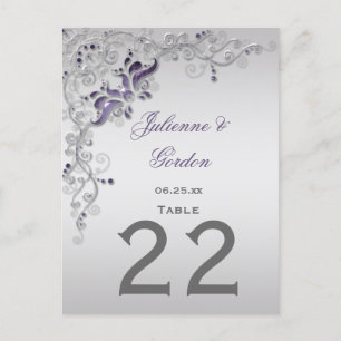 #2 Tarjetas de Mesa Ornar Bizardos Morados Platead