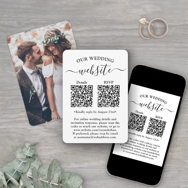 2 Tarjetas de Respuesta de Boda con Código QR y Fo (Subido por el creador)