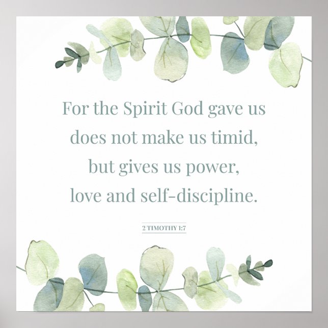 2 Timothy 1:7, Impresión bíblica contra la imagen, (Frente)