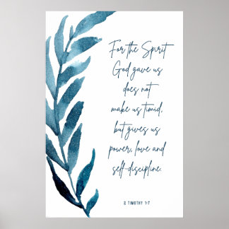 2 Timothy 1:7, impresión bíblica, decoración domés