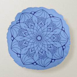 2 Tone Blue Mandala Cojín decorativo Redondo Para