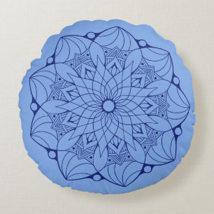 2 Tone Blue Mandala Cojín decorativo Redondo Para 
