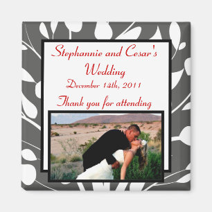 2"x2" imán de Invitación de invierno gris/árbol ro