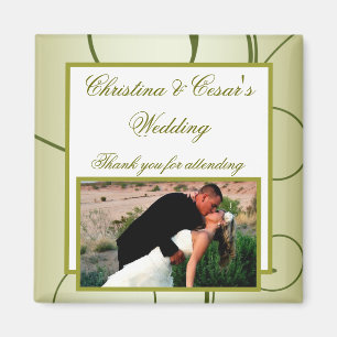 2"x2" imán de Invitación Green Apple Swirls Fruit