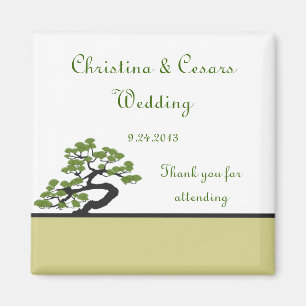 2"x2" imán de Invitación japonés Bonsai Tr verde