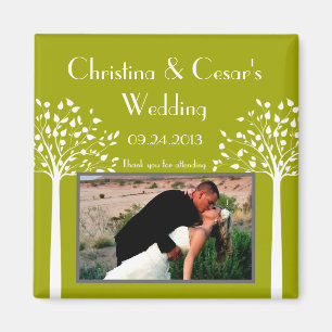 2"x2" Invitación imán Árboles verdes modernos blan