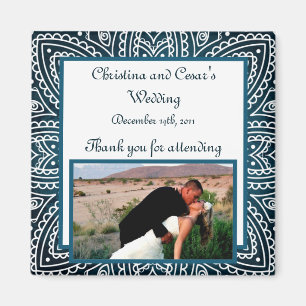 2"x2" Invitación imán azul marroquí profundo