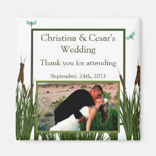 2"x2" Invitación Imán Cattail/Dragonfly in Col