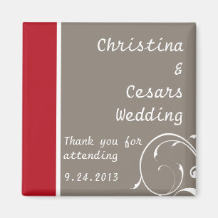 2"x2" Invitación imán Crimson Red Gray Bg Whit