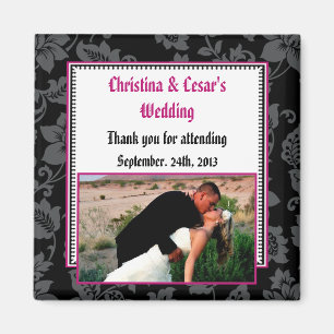 2"x2" Invitación Imán Floral Negro Pink Pink St