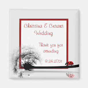 2"x2" Invitación Imán Lady Bug en Dandelion Re